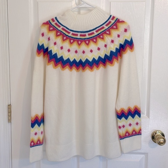 NWT Medium Vince Camuto Fair Isle Mock Neck Knit Sweater - Picture 3 of 8